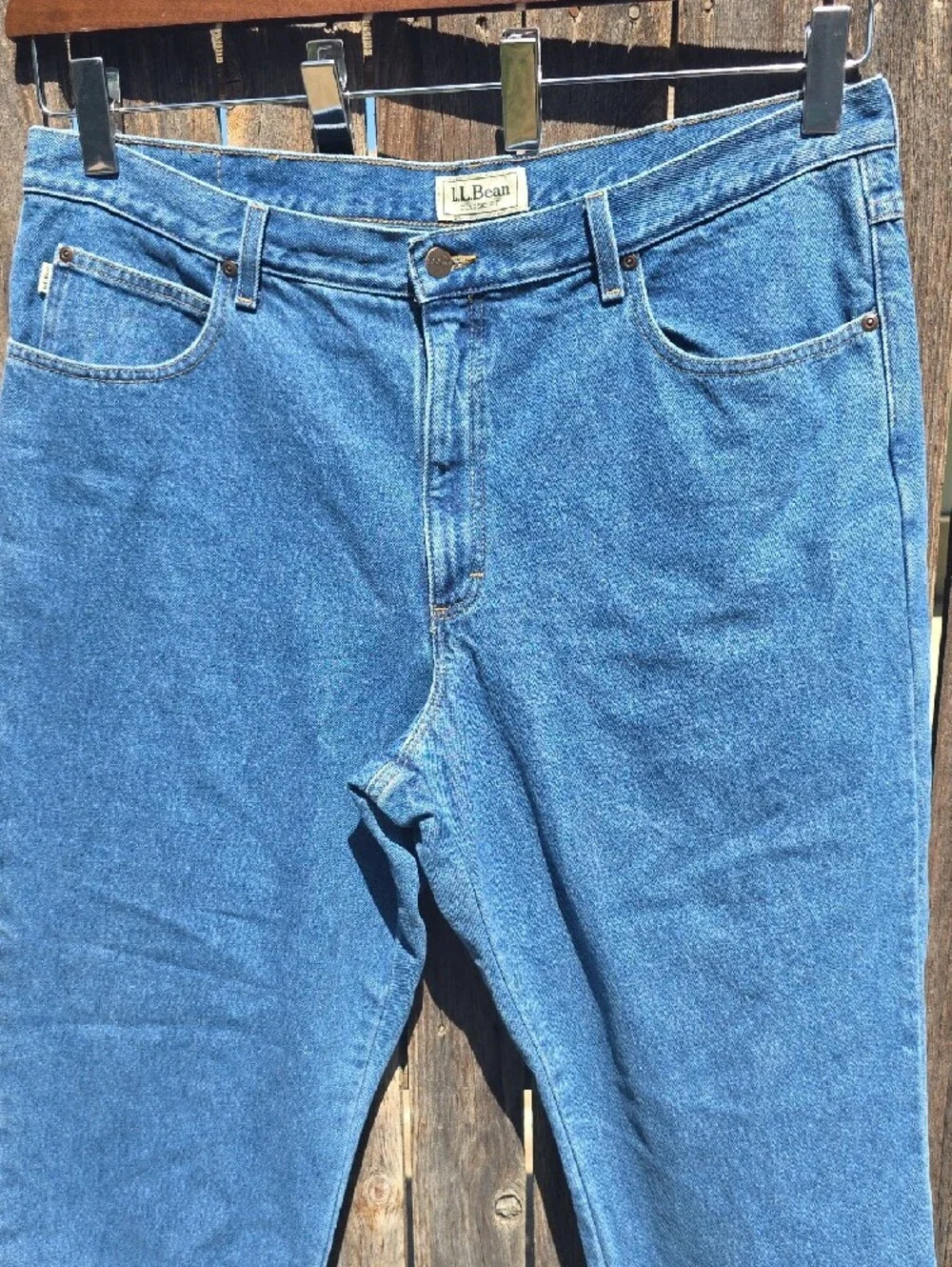Vintage L.L. Bean 40x29 Classic 100% Cotton Blue Straight Jeans Flannel Lining
